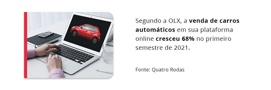 A OLX afirmou que as vendas de carros automáticos aumentou 68% em 2021