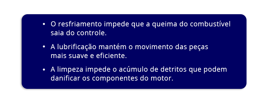 Os três tipos de fluidos no motor