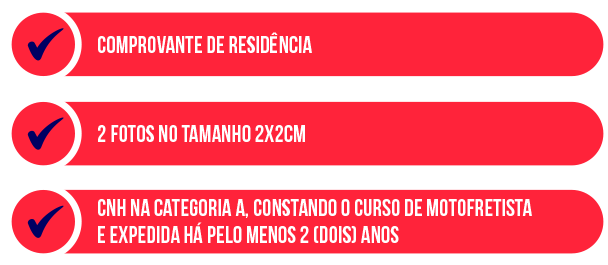 Documentos necessários para se cadastrar no condumoto