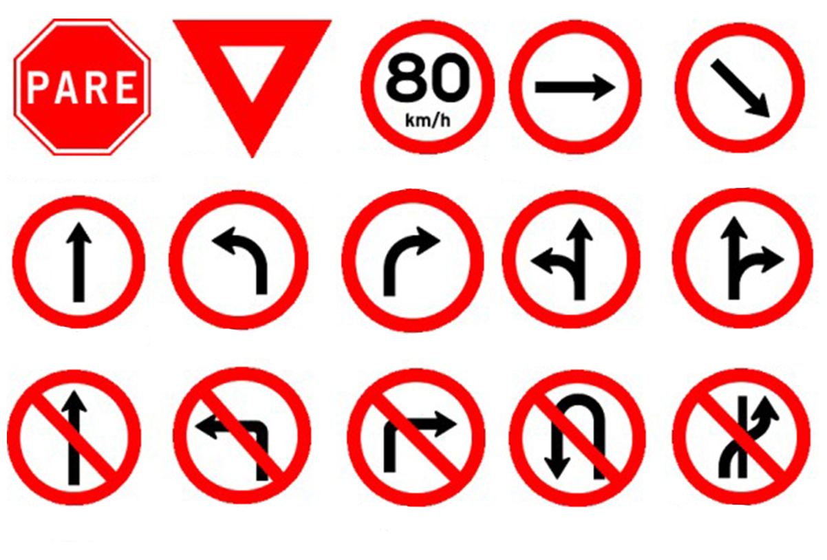 Placas de trânsito vermelhas