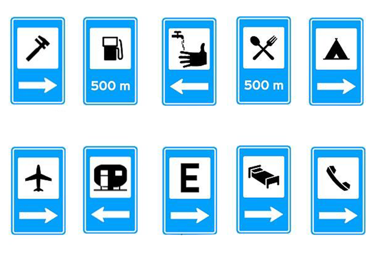 Placas de trânsito azuis