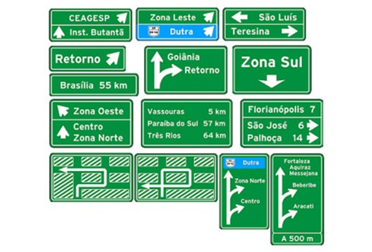 Placas de trânsito verdes