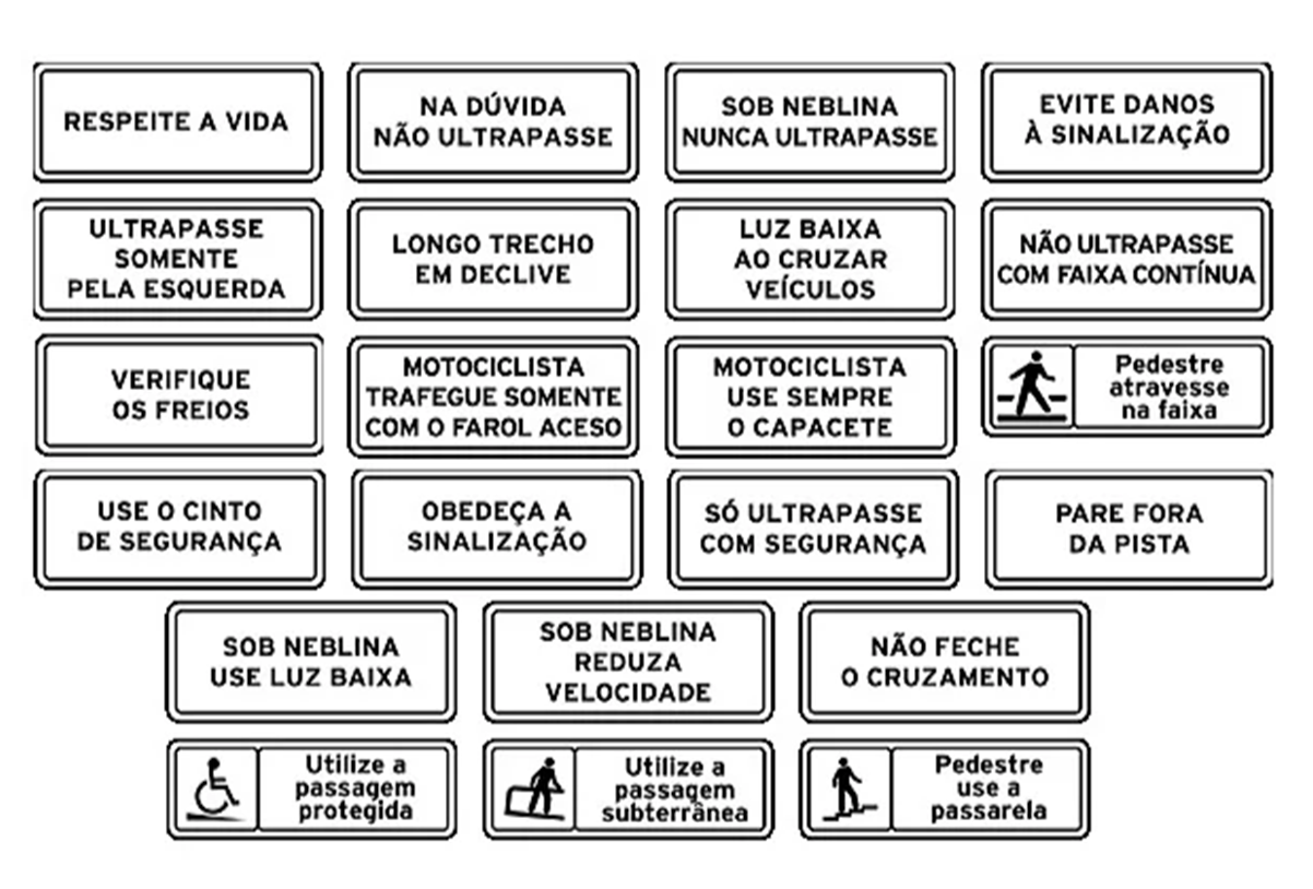 Placas de trânsito brancas